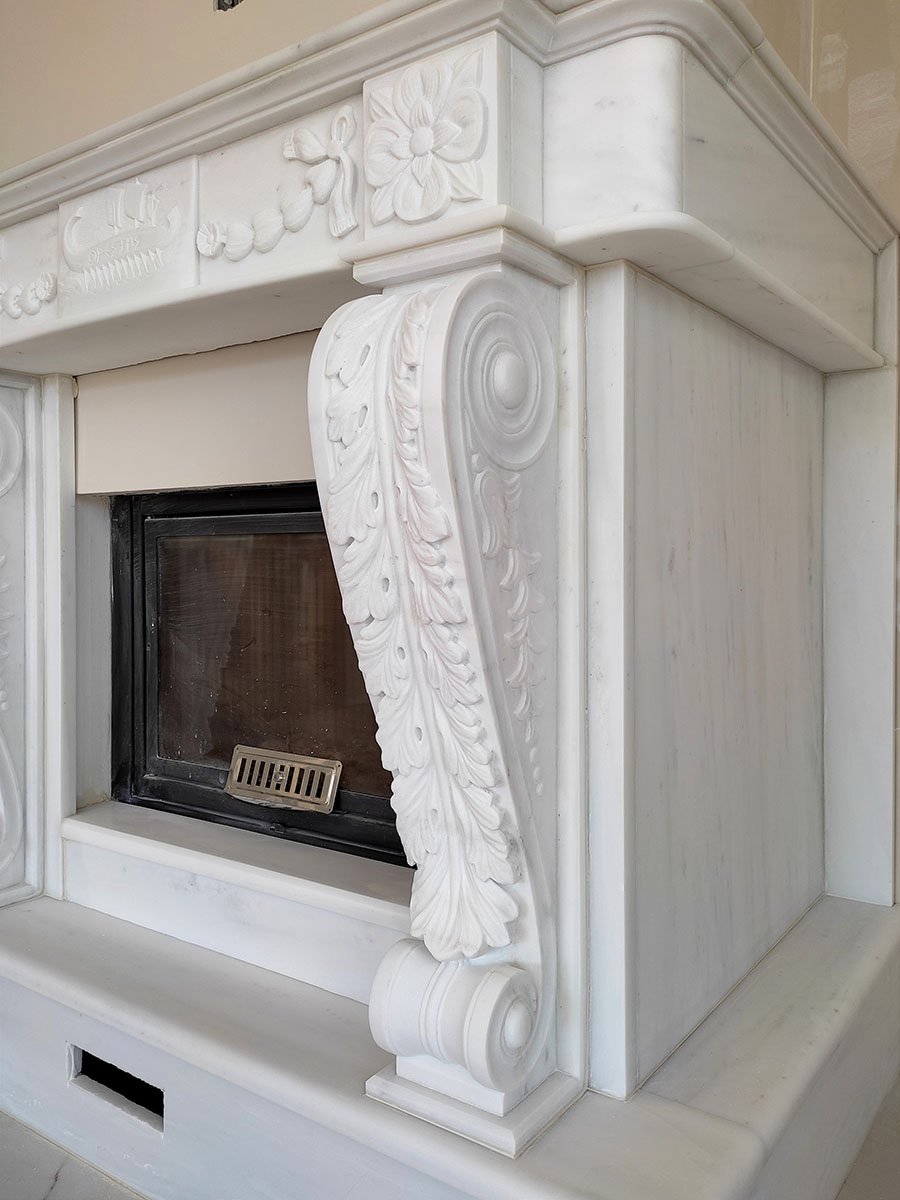 χειροποίητα μαρμάρινα διακοσμητικά τζακιών, μαρμαρογλυπτική, μαρμάρινα τζάκια