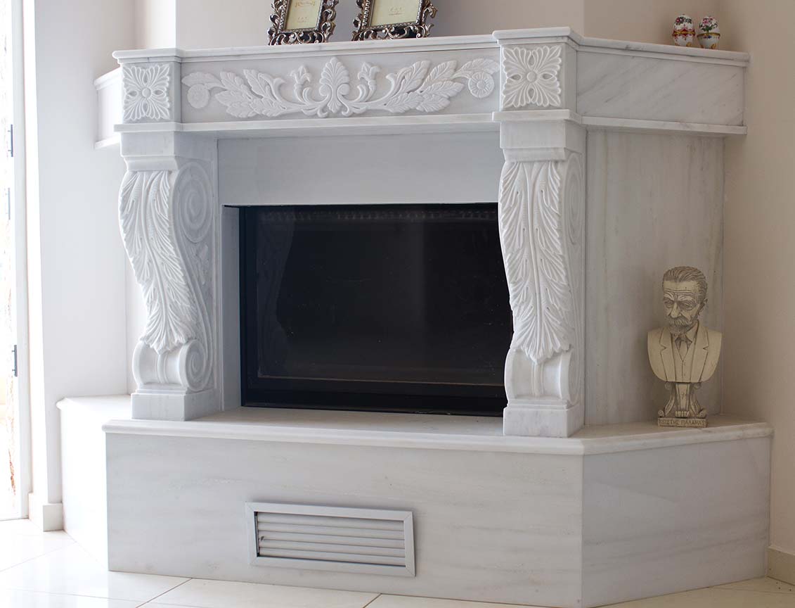 χειροποίητα μαρμάρινα διακοσμητικά τζακιών, μαρμαρογλυπτική, μαρμάρινα τζάκια